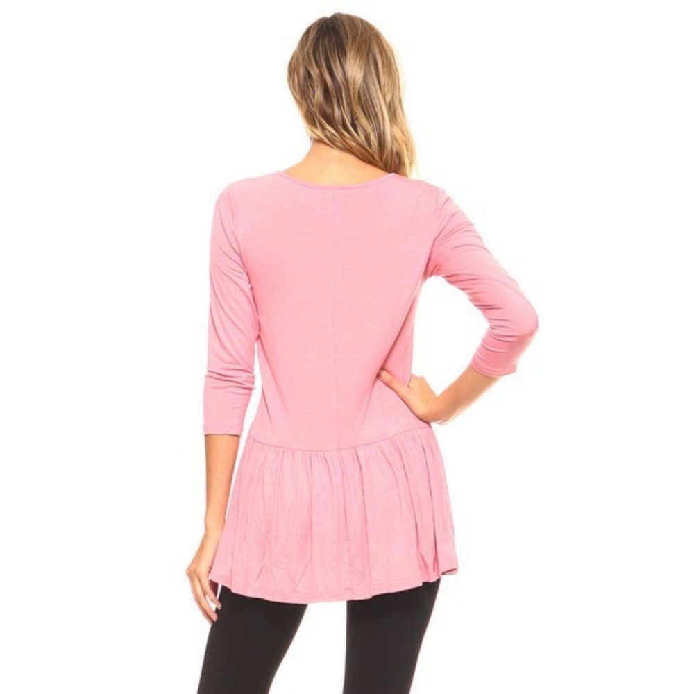 Women's Fit & Flare High Low Peplum Silhouette Top - Picture 3 of 4